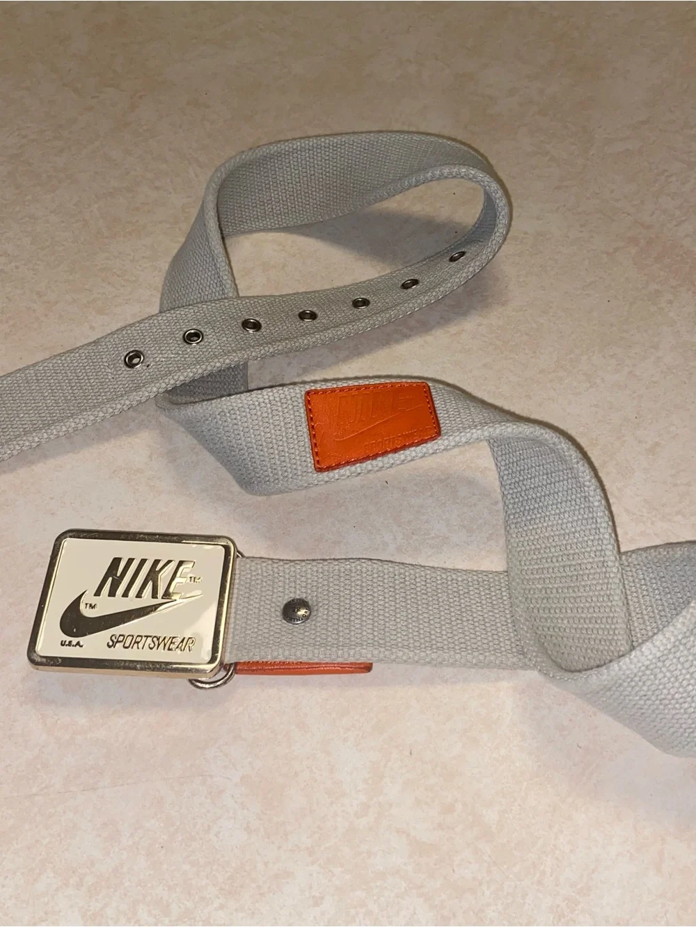 Vintage Nike Belt Brass Buckle Mens Large Orange Label Rare Limited Release 44”